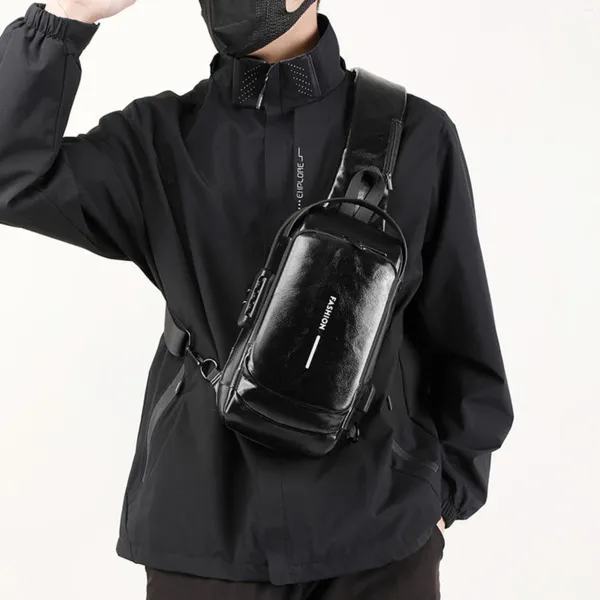 Bolsas de lona Bolsa de pecho para hombres Crossbody Impermeable USB Hombro Antirrobo Travel Messenger Sling Pack Moda Diseño de lujo