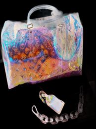 Sacs Duffel Classic Laser Flash PVC Femmes Handbags 45 cm Sac de majuscule transparent Brilliant Color Buggage Travel5994884