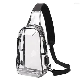 Sacs Duffel Clear Sling Sac PVC Bandoulière Transparent Casual Poitrine Téléphone E74B