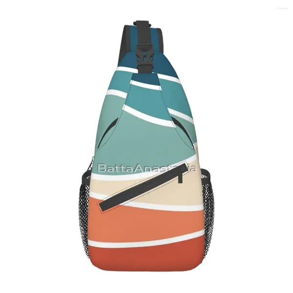 Sacs Duffel Coloré Style rétro Vagues Sac de poitrine à la mode Portable École Joli cadeau multi-style