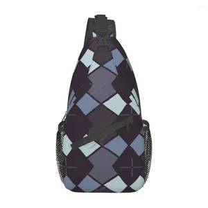 Sacs Duffel Sac de poitrine géométrique bleu violet tonique cool personnalisé grande capacité pour le bureau joli cadeau personnalisable