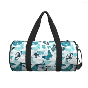 Sacs Duffel Couple Sac de voyage Papillon Gym Grande capacité Turquoise Nature Volant Portable Design Sac à main Vintage Casual Sports