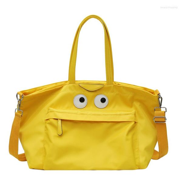 Sacs polochons dessin animé créatif yeux grand sac voyage en plein air femmes Nylon polochon épaule pour sac à main Fitness Gym Yoga BagDuffel