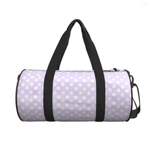 Sacs Duffel Sac de voyage de fleur de marguerites mignonnes violet grand sport couple en plein air personnalisé gym yoga graphique fitness