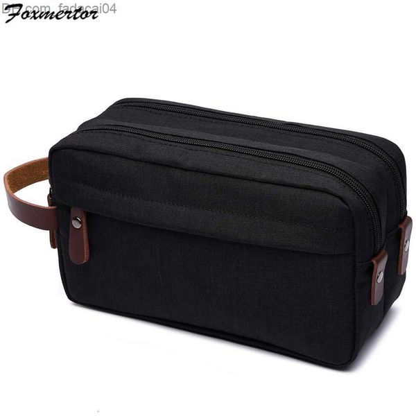 Bolsas de lona Bolsas de lona Foxmertor Artículos de tocador para hombres Kit Dopp de viaje Organizador de afeitado para artículos de tocador Estuche de belleza durante la noche # T2 Z230704