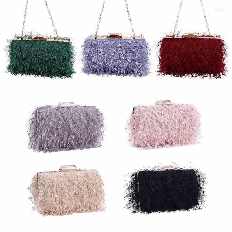 Bolsas de lona E74B Bolso de noche de moda con cadena elegante bolso de embrague bolso de fiesta bolso de mujer borlas formales