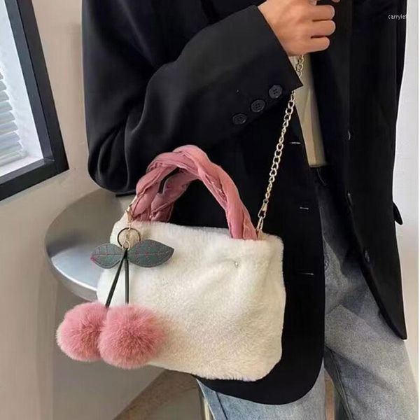 Sacs polochons élégant sac à main en peluche pour femmes mode une épaule bandoulière douce fille Portable seau moelleux