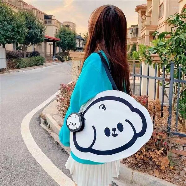 Sacs polochons Mode Toile Motif Animal Portable Grande Capacité Sac Femmes Personnalité Mignon Cadeau D'anniversaire 3d En Trois Dimensions Chiot Handba