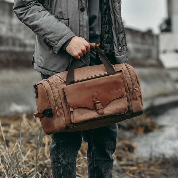 Sacs polochons mode hommes grande capacité toile multifonctions sacs en cuir bagage à main sac fourre-tout utilitaire voyage week-end sac 230223