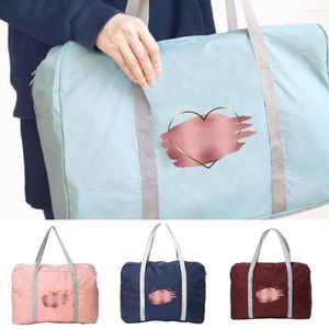 Bolsas de lona Moda Unisex Camping al aire libre Bolsa de viaje Organizador Bolso Bolso Amor Impresión Cremallera Accesorios Artículos de tocador plegables Almacenamiento