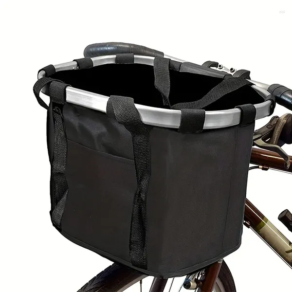 Bolsas de lona Cesta de bicicleta plegable Bicicleta Aleación de aluminio Bolsa delantera Accesorios de montaña