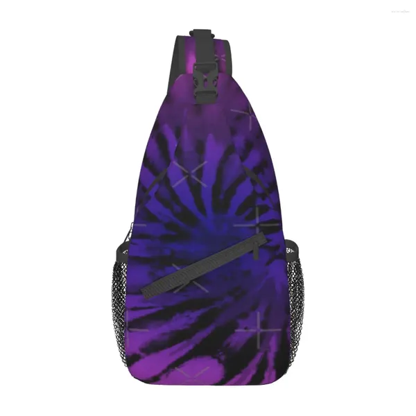 Sacs polochons Fuchsia et violet coloré Tie Dye motif sac de poitrine personnalisé durable quotidien croix personnalisable