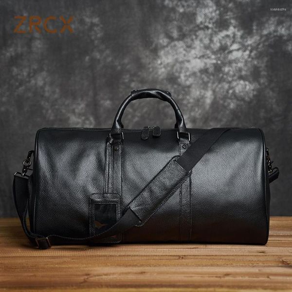 Sacs polochons en cuir véritable hommes femmes sac de voyage doux véritable peau de vache transporter bagage à main épaule week-end Duffle