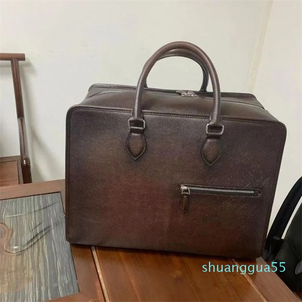 Sacs polochons graphique en cuir voyage bagages sac de messager Portable changement de couleur H33-L44.5-H23.5cm sac à dos en cuir véritable