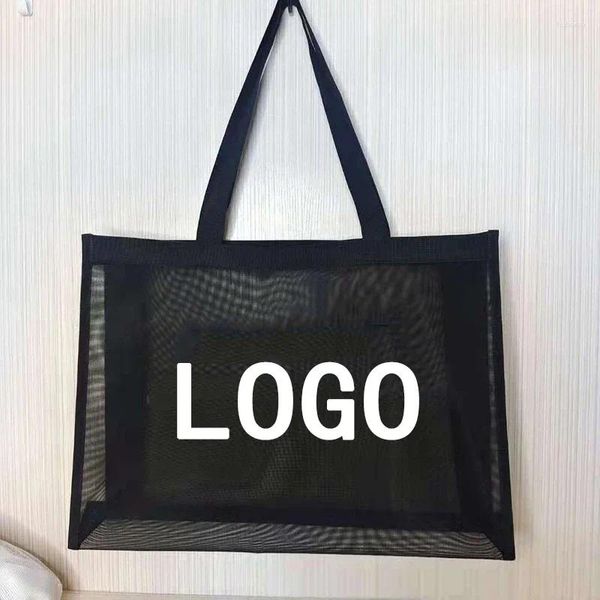 Bolsas de lona Bolso Stor Capacidad de viaje Grande Transparente Transpirable One Beach Personalizado Hombro Compras Bolsa de Nylon Malla