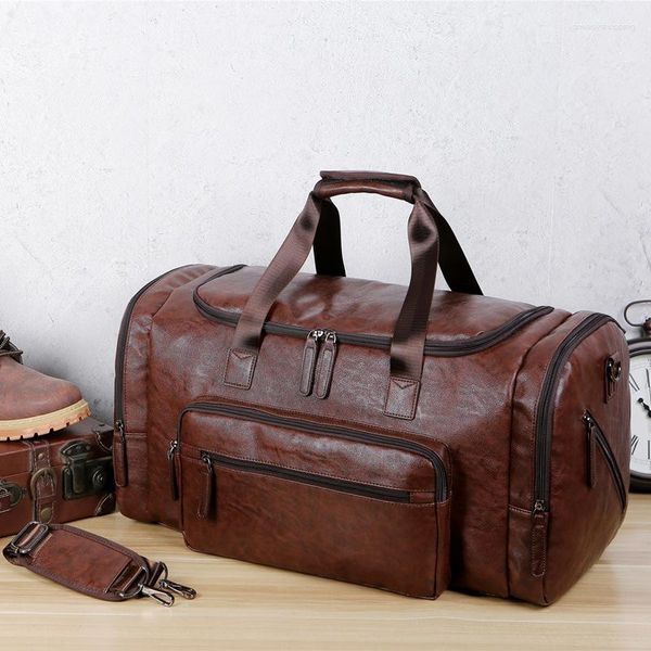 Bolsas de lona gran capacidad hombres de negocios bolsos de viaje retro paquete de equipaje de cuero para bolso de hombro al aire libre para hombres