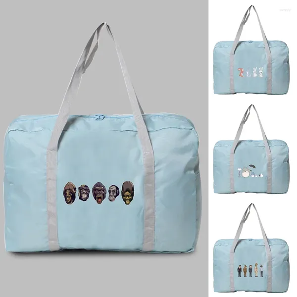 Bolsas de lona Bolsa de viaje de gran capacidad Almacenamiento de ropa Organizador de fin de semana Serie de dibujos animados de nailon plegable para equipaje de mano para mujer