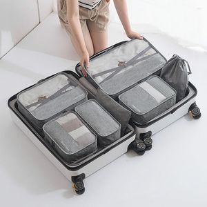 Bolsas de lona de gran capacidad para mujer, bolsa de equipaje de viaje, 7 Uds., plegable, impermeable, con cremallera Oxford, portátil para mujer