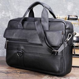 Sacs polochons Grand sac à main en cuir véritable pour hommes pour hommes Voyage d'affaires A4 Sac de messager en papier 14 pouces Sac à bandoulière pour ordinateur portable Male Briefcase 230714