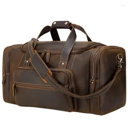 Sacs Duffel Grand sac de voyage en cuir style vintage bagages hommes mâle Duffle voyage Weekender pour homme