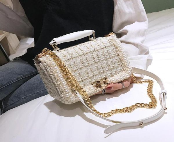 Bolsas de lona diseñadora de lujo para mujeres marca tweed de moda mini bolso 2021 tendencia femenina elegante capitán de cadena pequeña mango superior T4410294