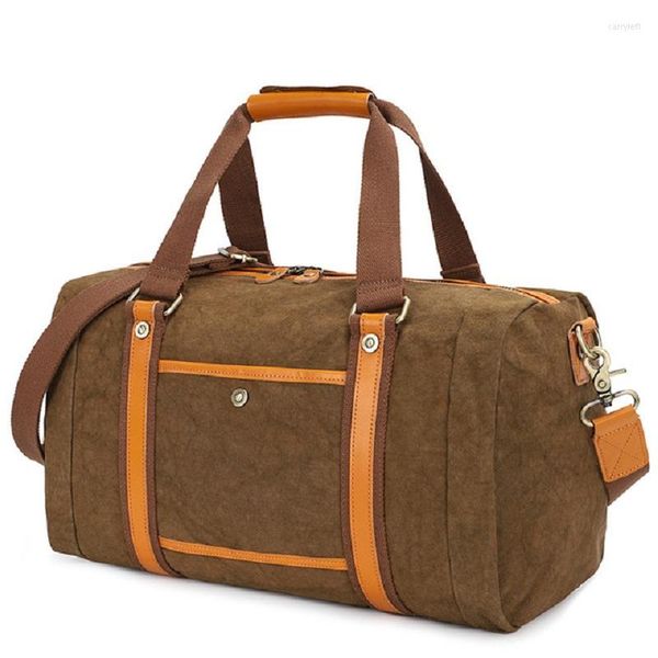 Sacs polochons M340 Vintage seau militaire toile cuir hommes voyage grand bagage week-end sac de nuit fourre-tout grand