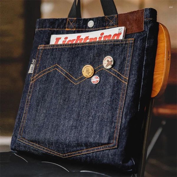 Bolsas de lona enejan la ropa de trabajo americana retro denim un solo hombro bolso cruzado bordado de gran capacidad portátil plana portátil para hombres