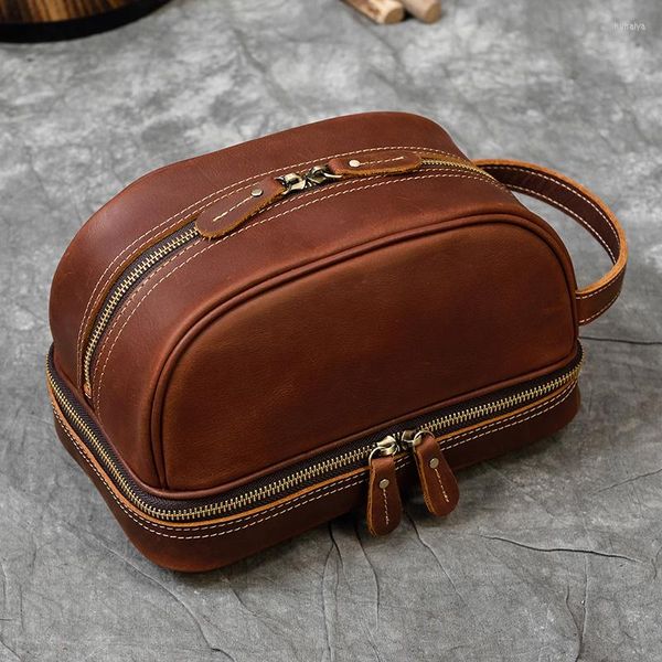 Sacs polochons MAHEU haute qualité petit sac de voyage Crazy Horse cuir portefeuille stockage lavage maquillage pour toilette