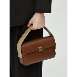 Bolsos de lona Maxdutti 2023, bandolera pequeña cuadrada, estilo femenino, moda francesa, bolso de cuero para oficina, elegante bolso de hombro Retro