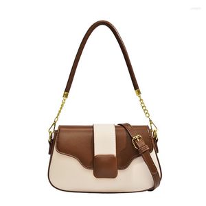 Duffel Bags MaxDutti Messenger Bag Women Ins Fashion Blogger Vintage Color Contrast Chain Small Square