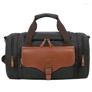 Sacs polochons hommes grande capacité toile multifonction cuir bagage à main sac fourre-tout utilitaire voyage Weekender homme