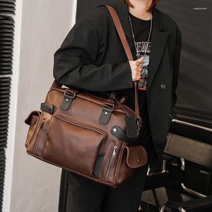 Duffel Bags Men Leer Leer Grote capaciteit Handtassen Casual Laptop Male Business Travel Messenger Heren Crossbody Schoudertas