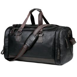 Sacs de sport Sac de sport en cuir PU pour hommes sacs de sport polochon voyage bagages fourre-tout sacs à main pour homme Fitness hommes voyage sac à bandoulière travel bag 231213