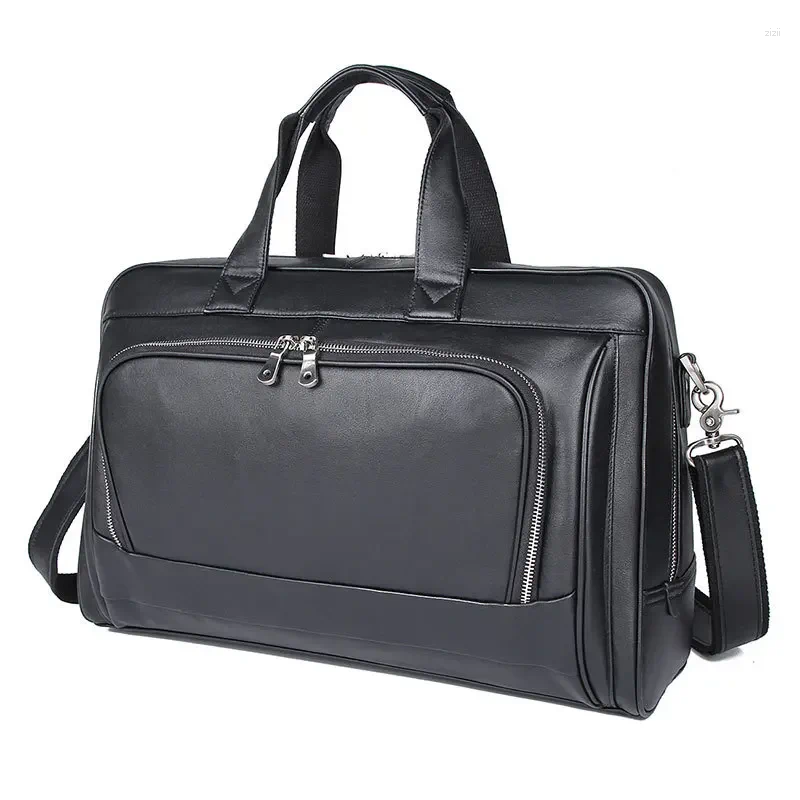 Sacs polochons pour hommes, mallette en cuir véritable de qualité supérieure, sac à main de bureau, messager, sac à bandoulière, grand ordinateur portable 17 pouces, voyage