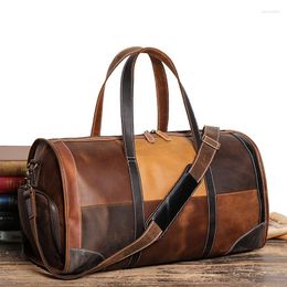 Seesäcke für Herren/Damen, großes Gepäck, Reisetasche, luxuriöser Unisex-Freizeit-Wochenendkoffer, Crazy Horse-Leder-Reisetasche, Weekender