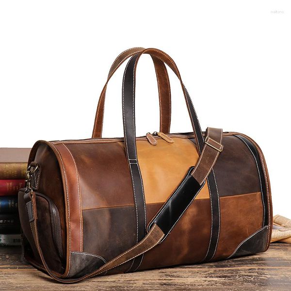 Sacs polochons hommes/femmes grand bagage sac de voyage de luxe unisexe loisirs week-end valise en cuir Duffle Weekender