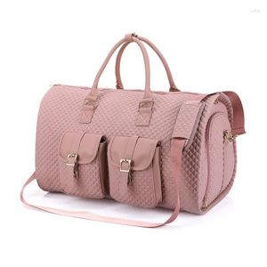 Sacs polochons sac de voyage multifonction hommes femmes costume stockage grande capacité bagages sac à main rose imperméable chaussures poche