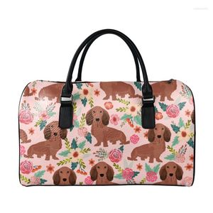 Duffel Bags NooyDesigns Heren Travel grote capaciteit Women PU Bagage Handtassen Holiday Duffle Fashion Fashion Dachshund Dog Print Dropship