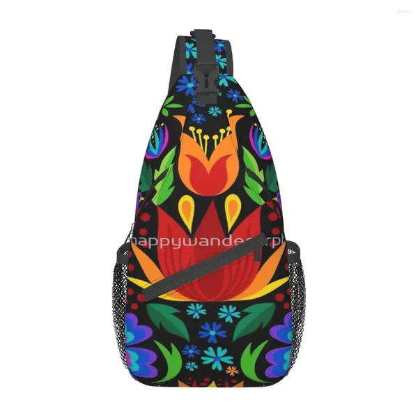 Sacs Duffel Sac de poitrine de broderie Otomi moderne avec fermeture à glissière en maille école joli cadeau multi-style