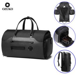 Duffel Bags Ozuko Travel Multifunction Men Pak Opslag grote capaciteit Bagage handtas mannelijke waterdichte schoenen Pocket 230223