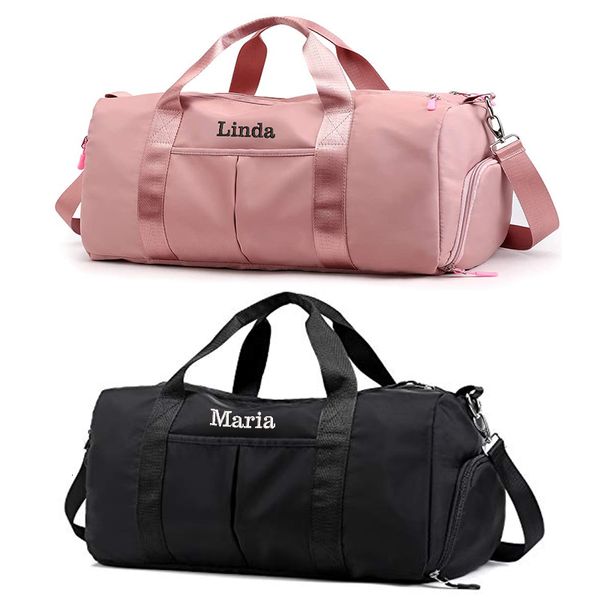 Bolsas de lona Bolsa de lona personalizada Bolsa de gimnasio deportiva bordada Viaje con bolsillos húmedos y secos Compartimento para zapatos Regalo para padrino de boda Dama de honor 230509