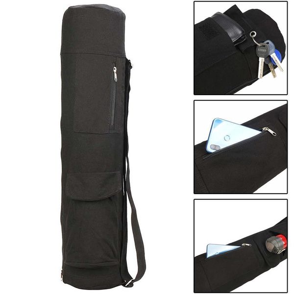 Bolsas de lona gimnasio portátil Blackyoga mochila Mat de la bolsa impermeable de nylon ejercicio de yoga colmena de almacenamiento de la cremallera 230516