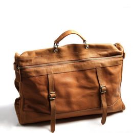 Duffel Bags Pure Leather Europe Japan en Korea Fashion Leisure Retro High-End Travel Fitness Storage Tide Leather1