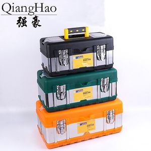 QiangHao marque internationale de haute qualité en plastique grande boîte à outils en acier inoxydable entretien ménager électricien boîte à outils 230828