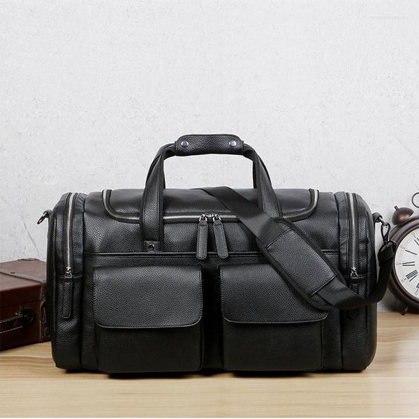 Bolsas de lona Retro para hombre, bolsa de equipaje de cuero PU, de viaje, de gran capacidad, bandolera de hombro, informal, de negocios, para ordenador portátil, XA309C