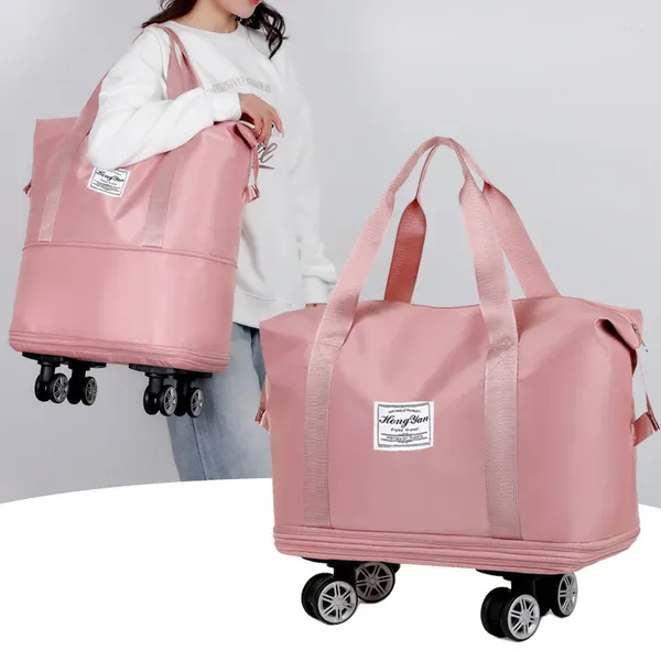 Bolsas de lona Pack de lona enrollable bolsa de viaje plegable con ruedas manejan la rueda múltiple y húmeda seca