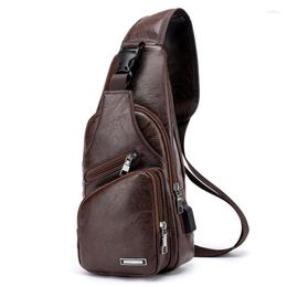 Sacs polochons Sash Bag pour hommes PU cuir épaule Sling sac à dos petit Cross Body Chest