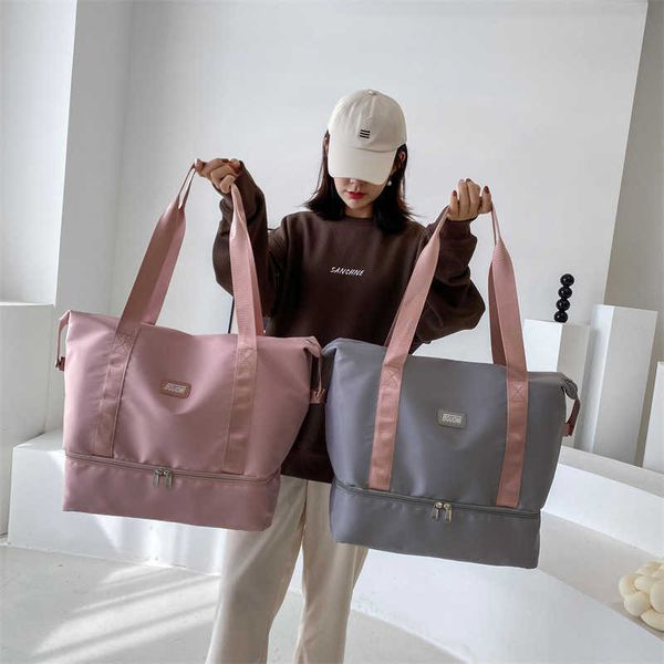 Bolsas de lona Viaje de corta distancia Viaje de negocios portátil para mujer Equipaje de gran capacidad Bolsa de fitness ligera de un solo hombro Almacenamiento de turismo