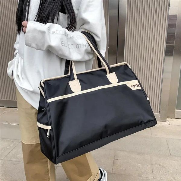 Bolsas de lona Simple Gran capacidad Viaje Viaje de negocios Bolso portátil para hombres Mujeres Nylon Impermeable Bolsa de equipaje de hombro Almacenamiento