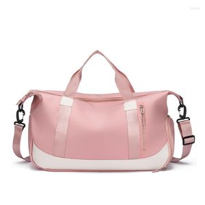 Sacs polochons Simple Femmes Casual Sac À Main Sac En Toile Grande Capacité Duffle Multifonction Fourre-Tout Bandoulière Sec Séparation Humide Yoga Sports GymBags